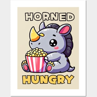 Horned hungry popcorn rhino for movie lovers Posters and Art